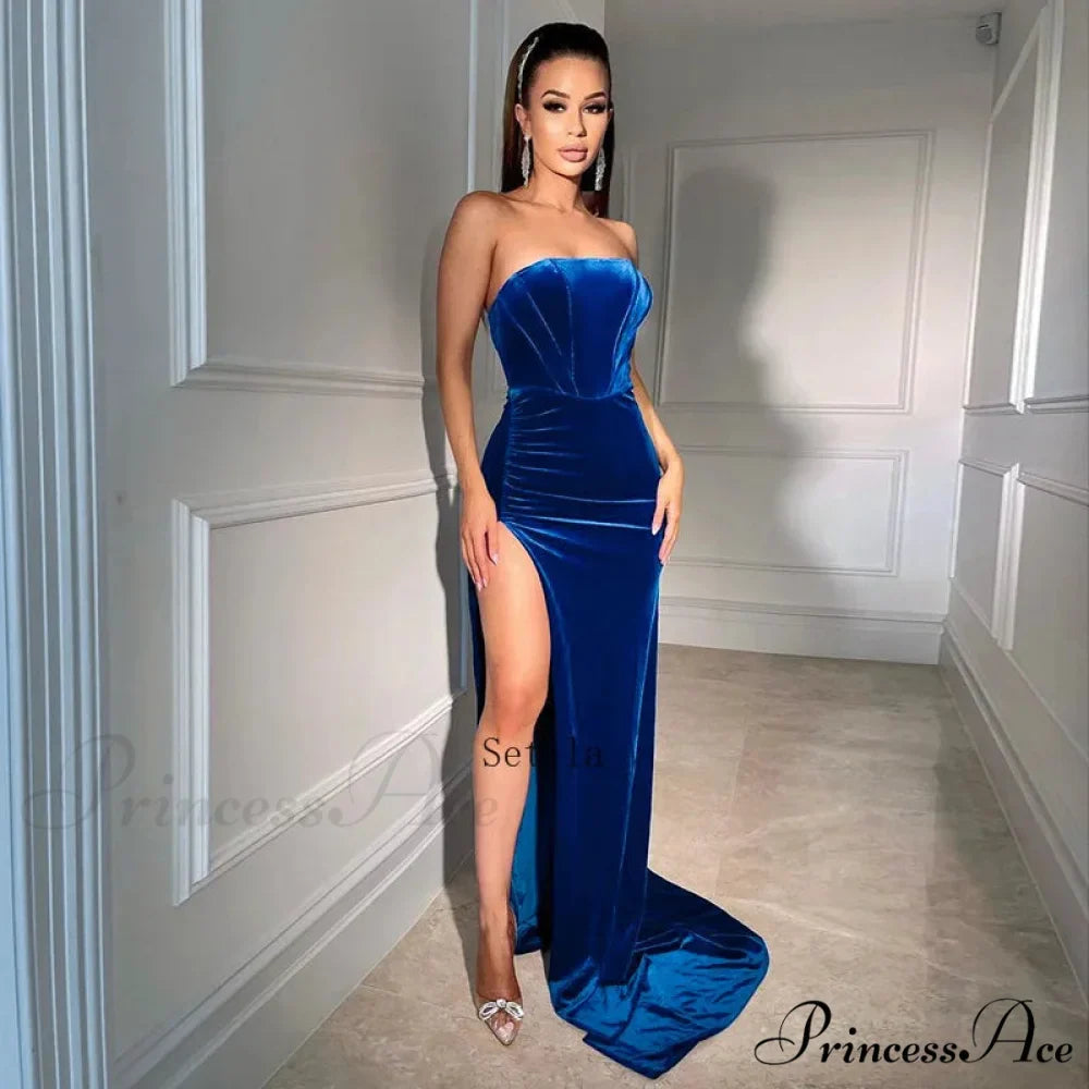 Evening Velvet Black Strapless Sleeveless Sexy Club Midi Dress