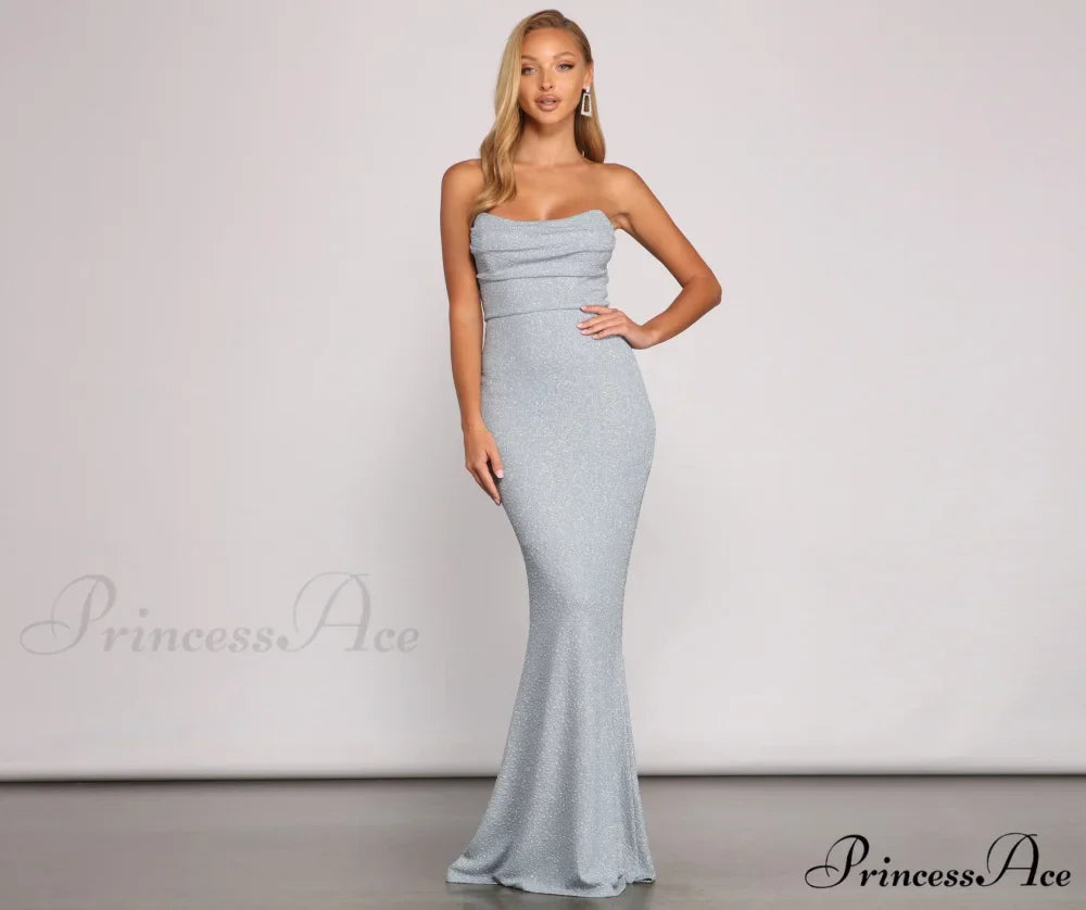 Everly Formal Sleeveless Charming Glitter Mermaid Dress