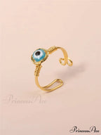 Evil Eye Decor Cuff Ring