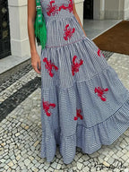 Exquisite Embroidered Holiday Charming Camisole Midi Dress