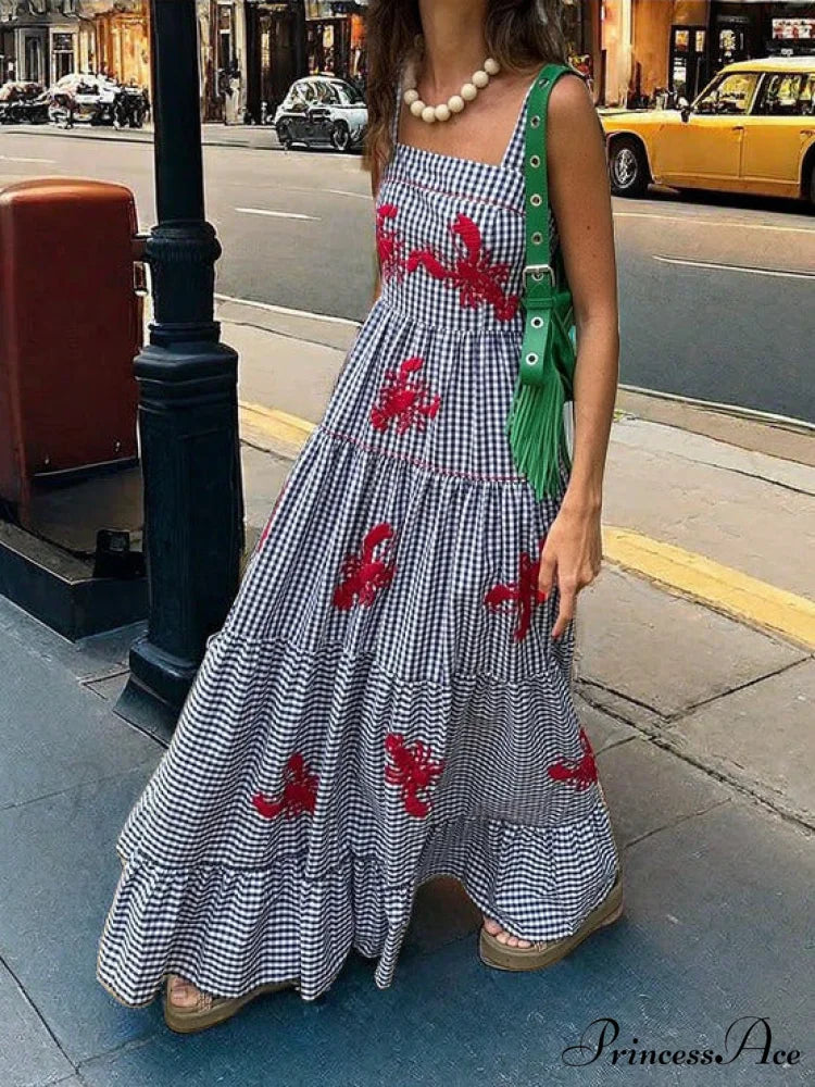 Exquisite Embroidered Holiday Charming Camisole Midi Dress