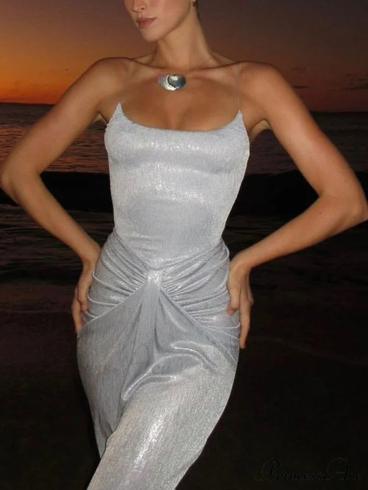 Exquisite Unique Light Charming Fabric Pleated Maxi Dress