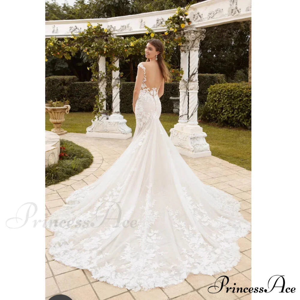 Extended Railway Lace Bridal Wedding Gown