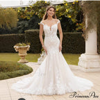 Extended Railway Lace Bridal Wedding Gown