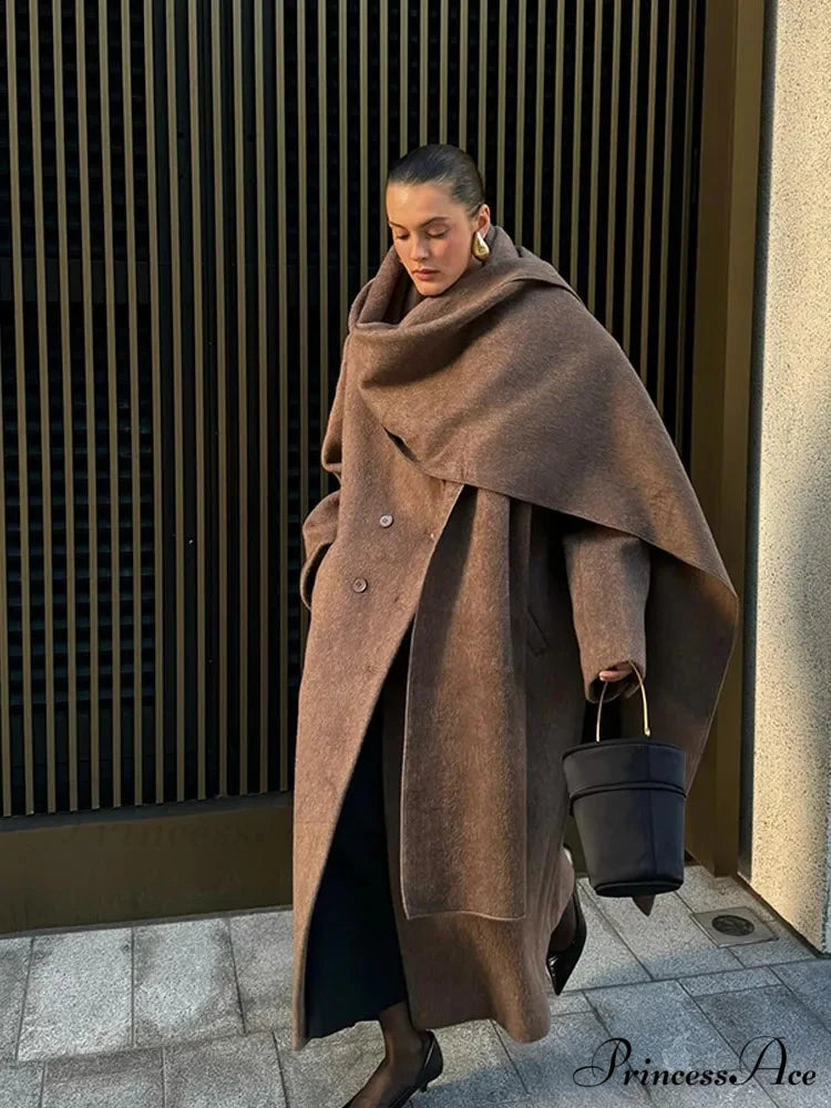 Extended Scarf Wool Mix Coat