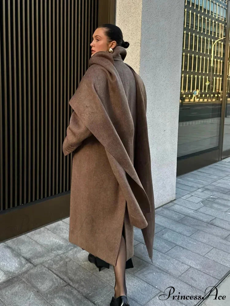 Extended Scarf Wool Mix Coat