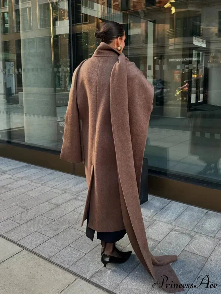 Extended Scarf Wool Mix Coat