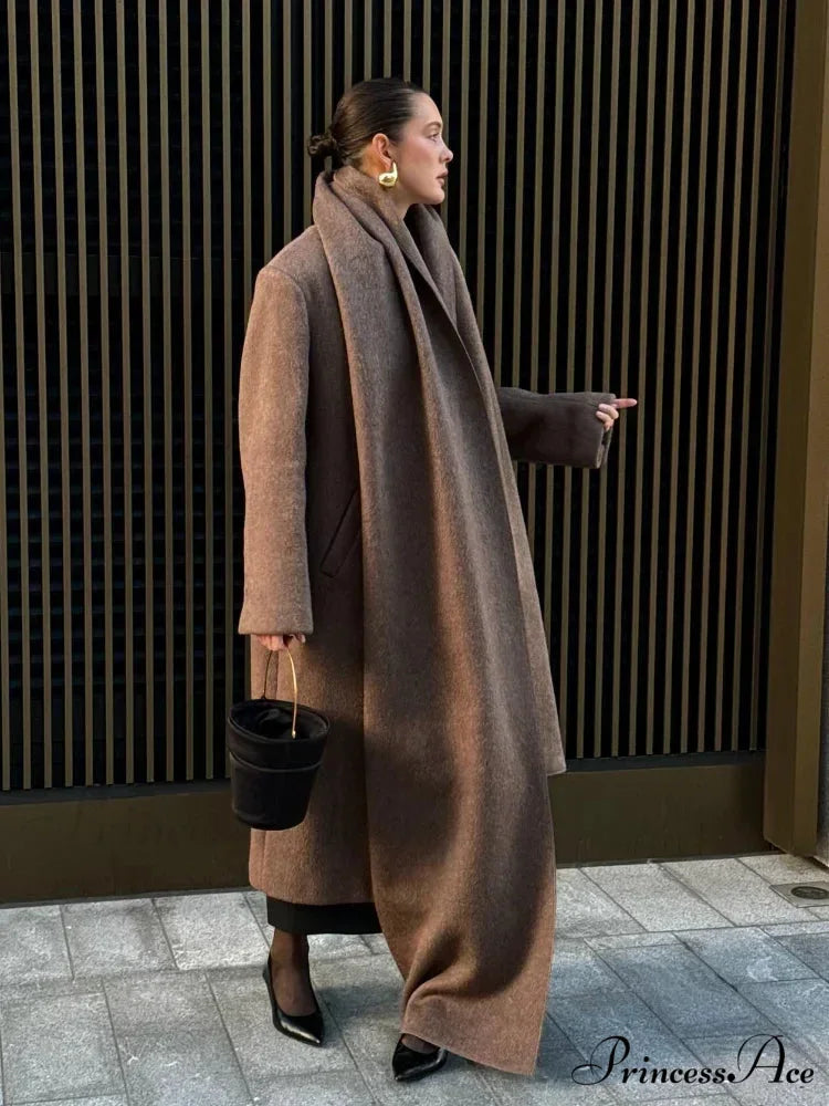 Extended Scarf Wool Mix Coat