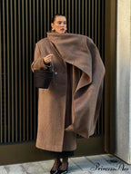 Extended Scarf Wool Mix Coat