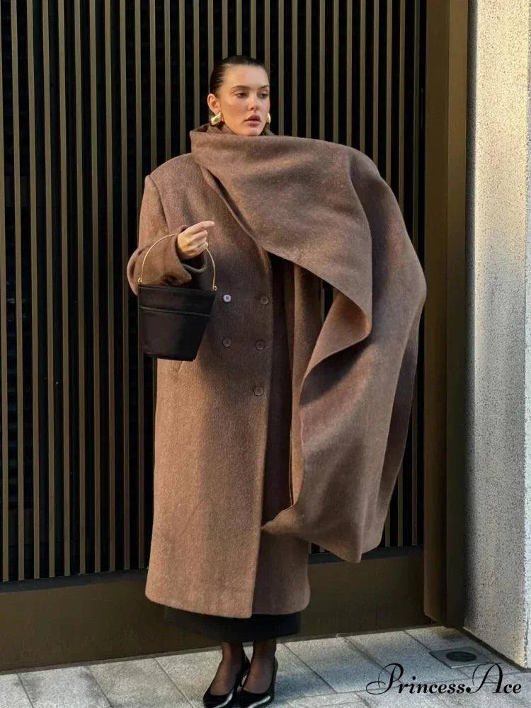 Extended Scarf Wool Mix Coat