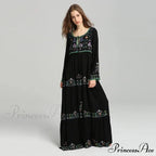 Extended Sleeve Cultural Tunic Full-Length Dress