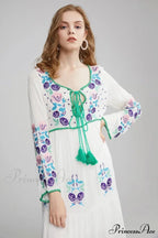 Extended Sleeve Cultural Tunic Full-Length Dress