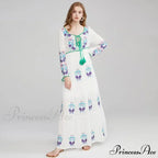 Extended Sleeve Cultural Tunic Full-Length Dress