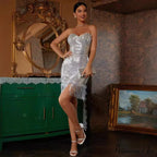 Extended Sleeve Empty Solo Shoulder Formal Dress