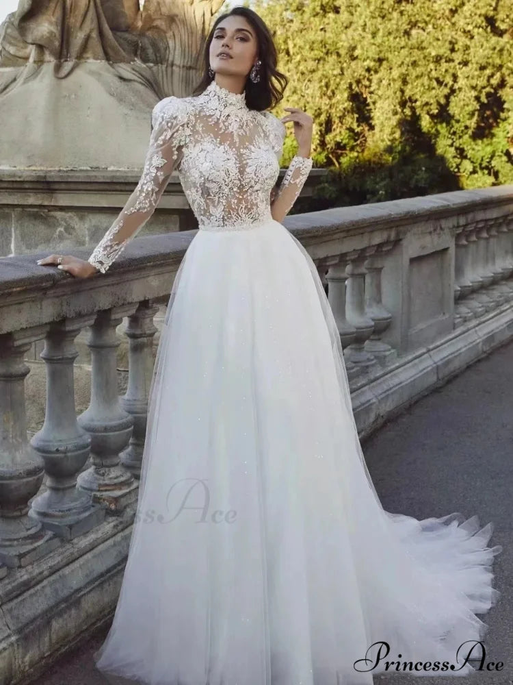 Extended Sleeve French Royalty Wedding Gown