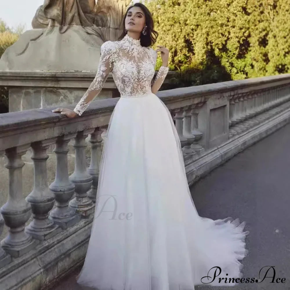 Extended Sleeve French Royalty Wedding Gown