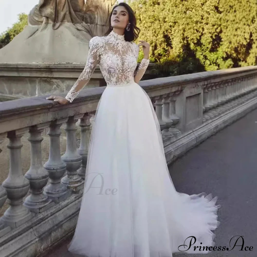 Extended Sleeve French Royalty Wedding Gown