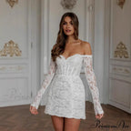 Extended Sleeve Lace Bridal Wedding Gown