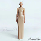 Extended-Sleeve Sparkling Split Maxi Prom Dress