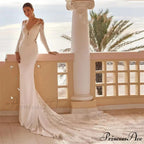 Extended Sleeve Stitched Seaside Wedding Gown