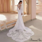 Extended Sleeve Stitched Seaside Wedding Gown