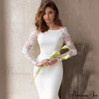Extended Sleeve U-Shaped Mermaid Wedding Gown