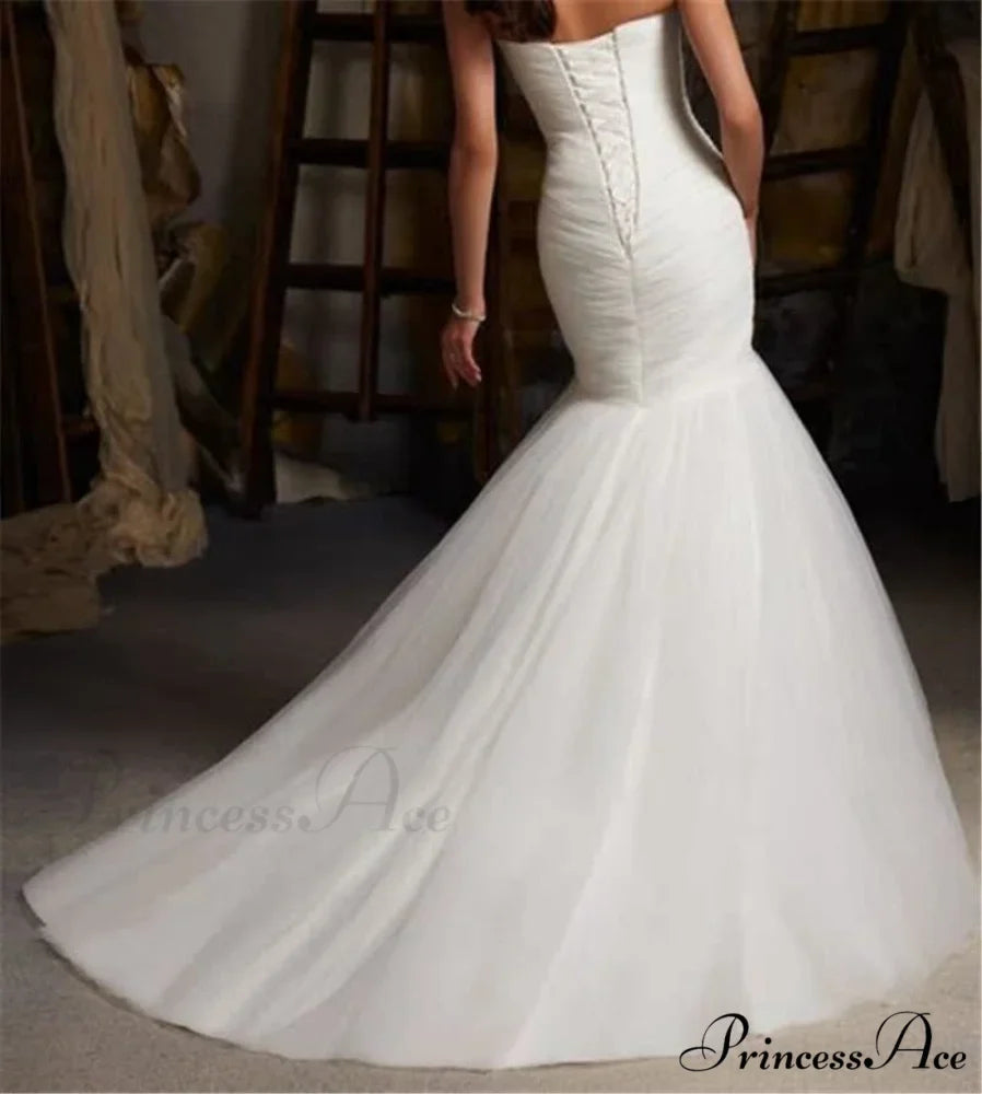 Extended Train Sea Nymph Fasten-Up Marriage Gown