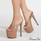 Extreme Peep-Toe 17CM Platform Sexy Slippers Modern Nightclub Party Stripper High Heel