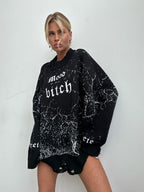 Contrast Letter Knit Pullover Sweater