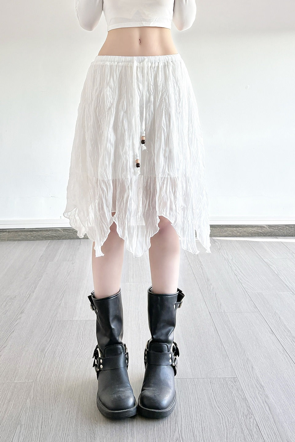 Beaded Asymmetrical Mini Skirt