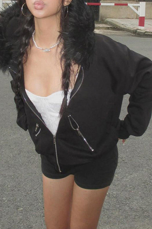 Oversized Furry Hooded Hoodie