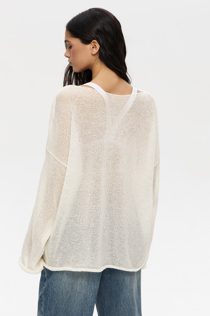 Hollow Out Bell Sleeve Knit Sweater
