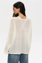 Hollow Out Bell Sleeve Knit Sweater