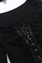 Lace Trim Buckle Gothic T-Shirt