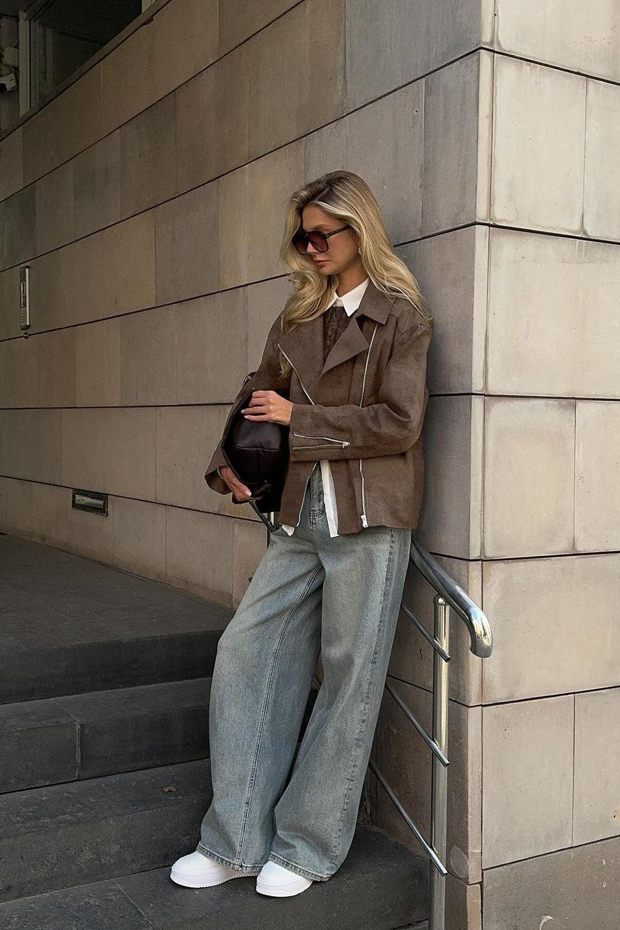 Vintage Brown Casual Suede Jacket