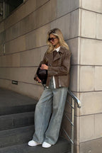 Vintage Brown Casual Suede Jacket