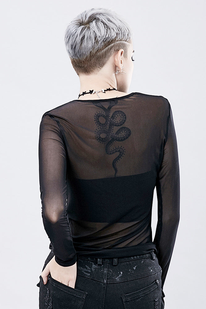 Gothic See-Through Mesh Knit Top