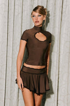 Sexy Lace Hollow Out Top Skirt Two Pieces Set