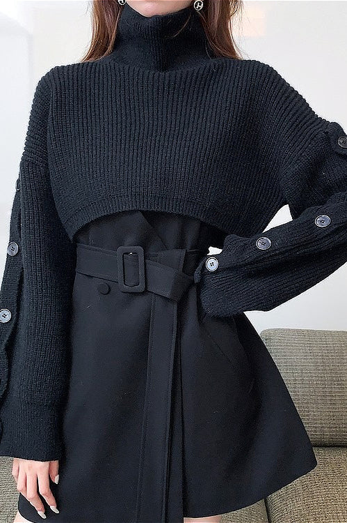 Vintage Turtleneck Crop Knit Sweater