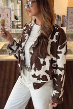 Retro Cow Pattern Printed Coat