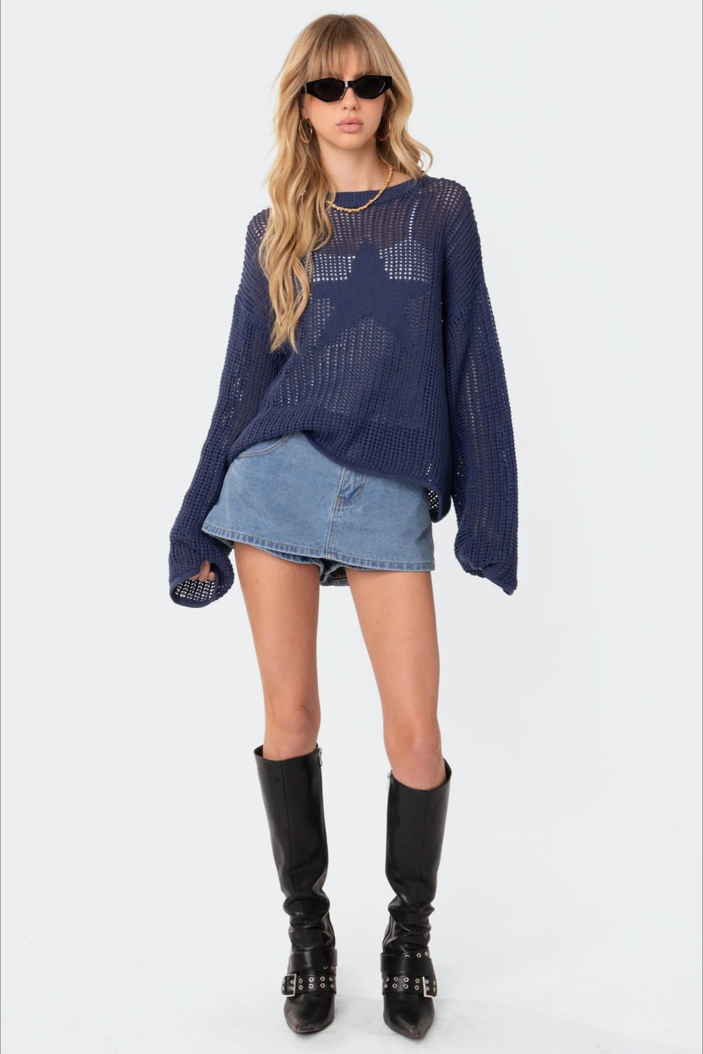 Sexy Hollow Knit Pullover Sweater