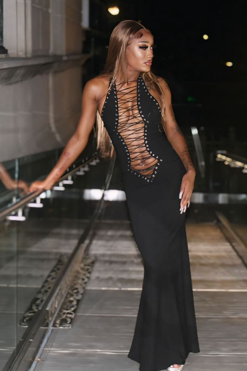 Halter Tie Sexy Bodycon Maxi Dress