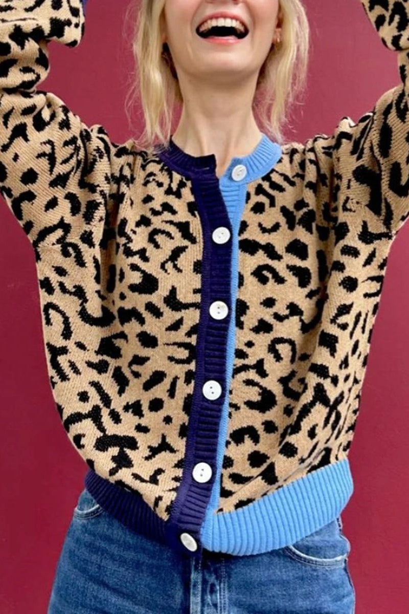 Y2K Vintage Leopard Knit Cardigan
