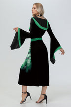 Witch Hooded Skeleton Spider Print Maxi Dress