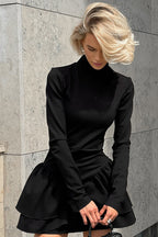 Elegant Black Ruffle Bodycon Mini Dress