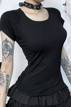 Gothic Backless Short Sleeve T-Shirt