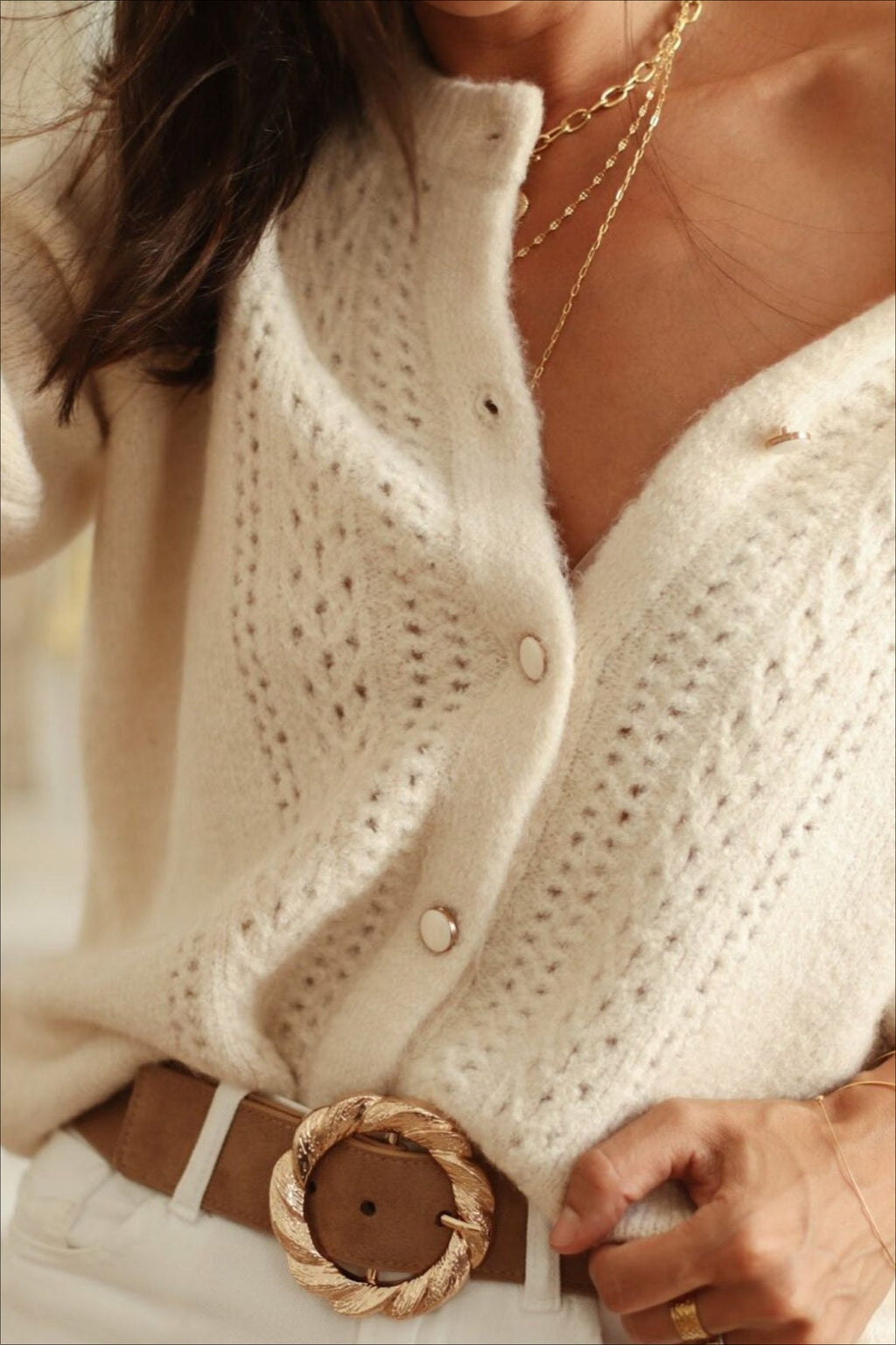 Vintage Hollow Out Knit Cardigan Sweater