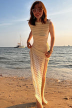 Round Neck Knit Tank Boho Dress