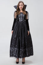 Vampire Witch Skeleton Halloween Cosplay Maxi Dress