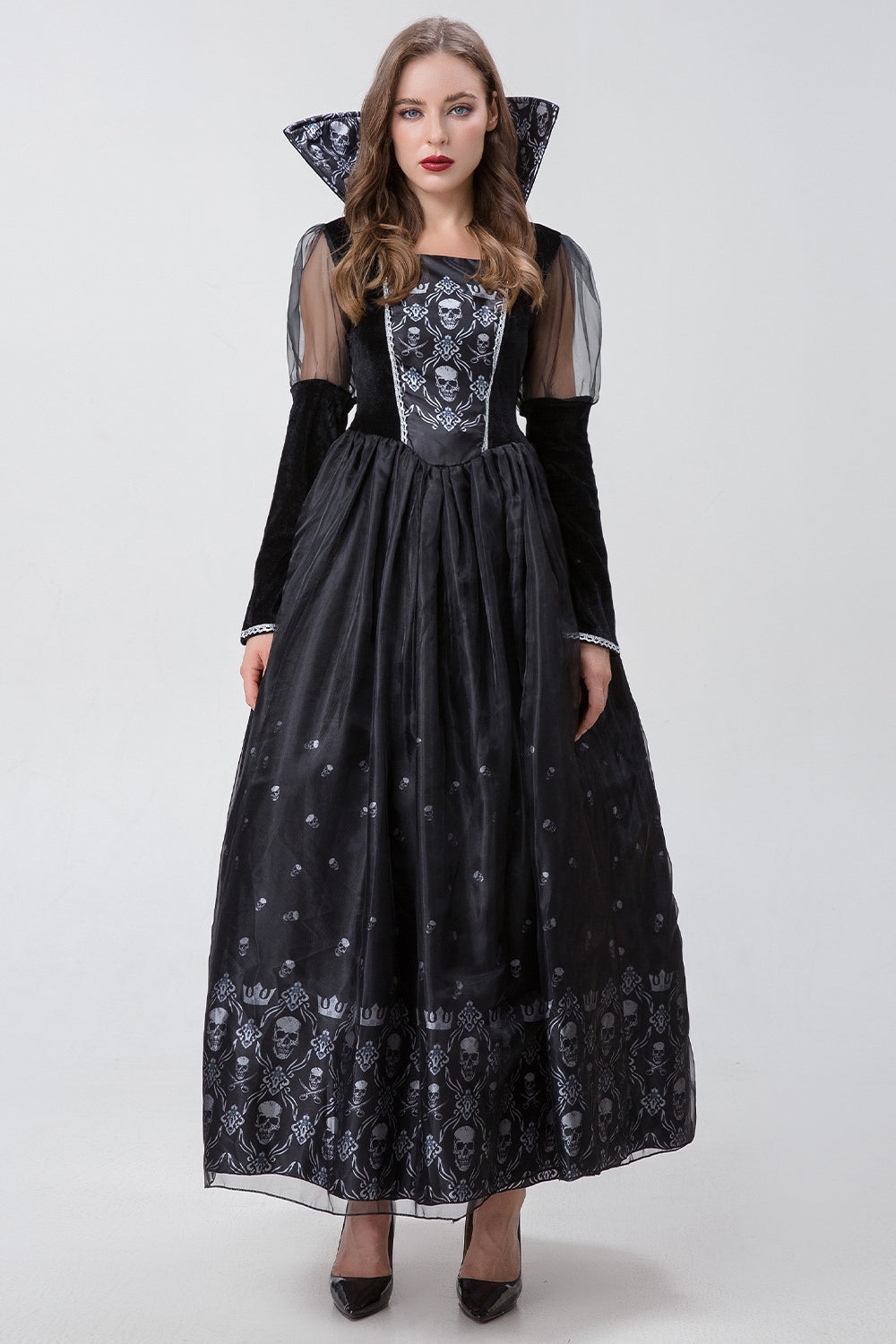 Vampire Witch Skeleton Halloween Cosplay Maxi Dress